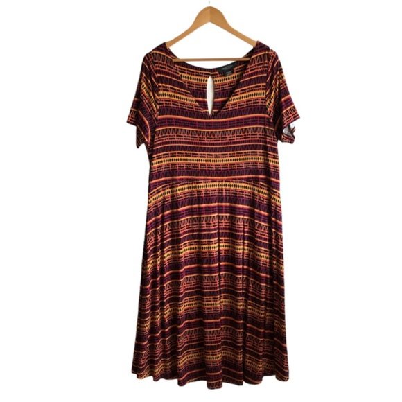 Michel Studio Midi Dress 1X Geometric Fall - Picture 2 of 9